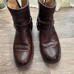 Frye Dark Brown Leather Ankle Boots